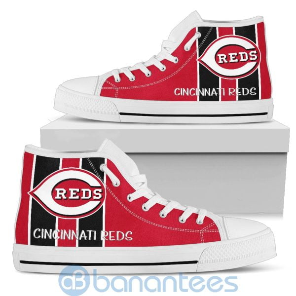 Vertical Stripes Style Cincinnati Reds High Top Shoes Product Photo