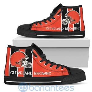 Vertical Stripes Style Cleveland Browns High Top Shoes Product Photo
