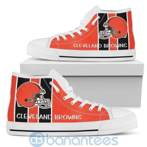 Vertical Stripes Style Cleveland Browns High Top Shoes Product Photo