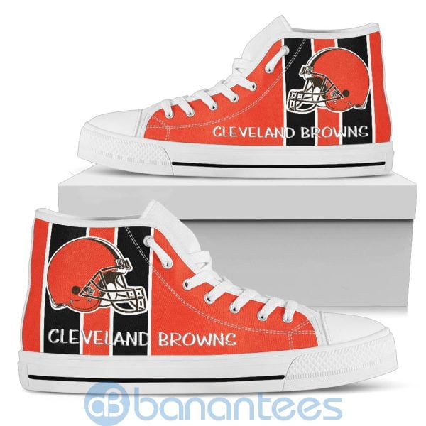 Vertical Stripes Style Cleveland Browns High Top Shoes Product Photo