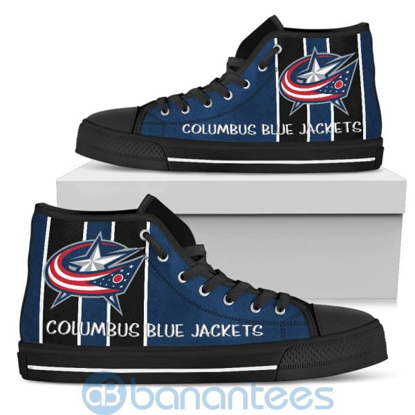 Vertical Stripes Style Columbus Blue Jackets High Top Shoes Product Photo