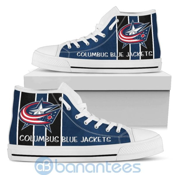 Vertical Stripes Style Columbus Blue Jackets High Top Shoes Product Photo