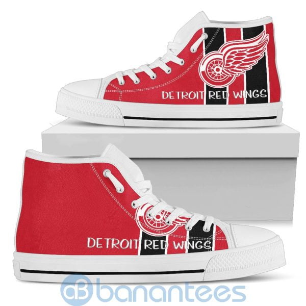 Vertical Stripes Style Detroit Red Wings High Top Shoes Product Photo