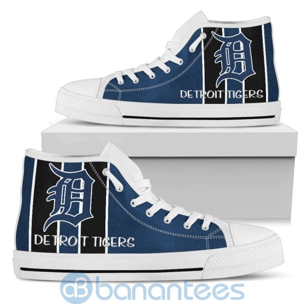 Vertical Stripes Style Detroit Tigers High Top Shoes Product Photo