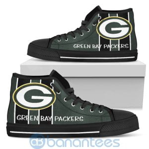 Vertical Stripes Style Green Bay Packers High Top Shoes Product Photo