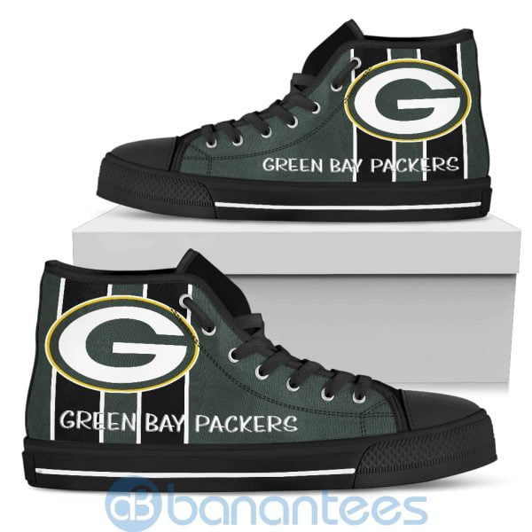Vertical Stripes Style Green Bay Packers High Top Shoes Product Photo