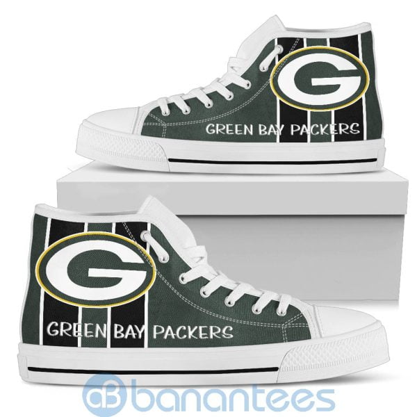 Vertical Stripes Style Green Bay Packers High Top Shoes Product Photo