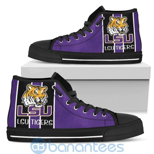 Vertical Stripes Style LSU Tigers High Top Shoes Product Photo