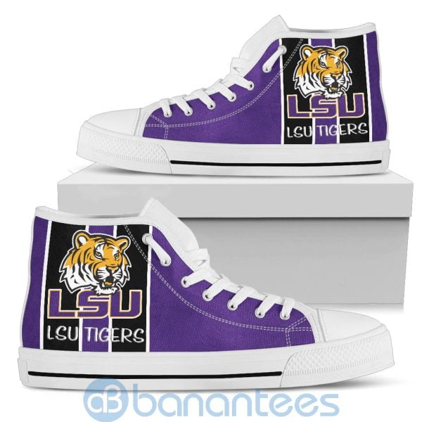 Vertical Stripes Style LSU Tigers High Top Shoes Product Photo
