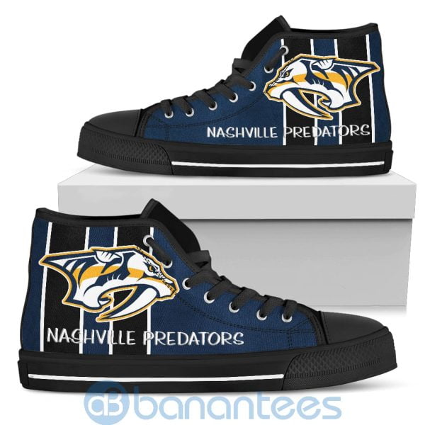 Vertical Stripes Style Nashville Predators High Top Shoes Product Photo
