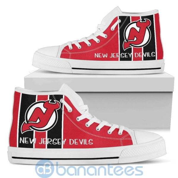 Vertical Stripes Style New Jersey Devils High Top Shoes Product Photo