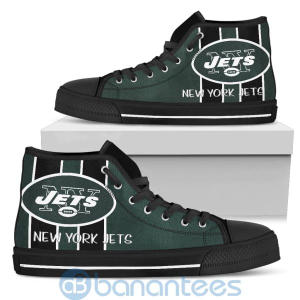 Vertical Stripes Style New York Jets High Top Shoes Product Photo