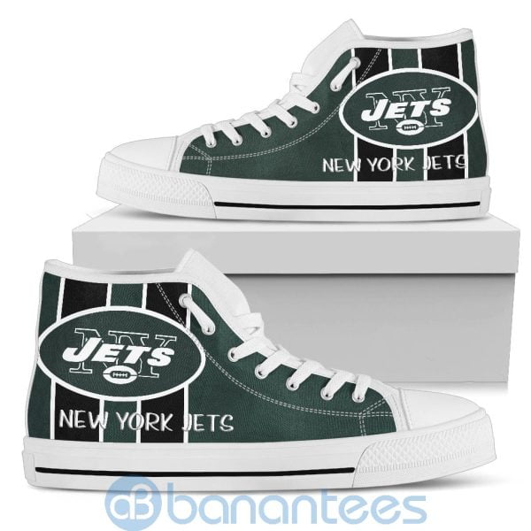 Vertical Stripes Style New York Jets High Top Shoes Product Photo
