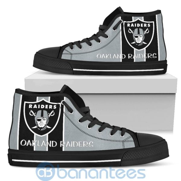 Vertical Stripes Style Oakland Raiders High Top Shoes Product Photo