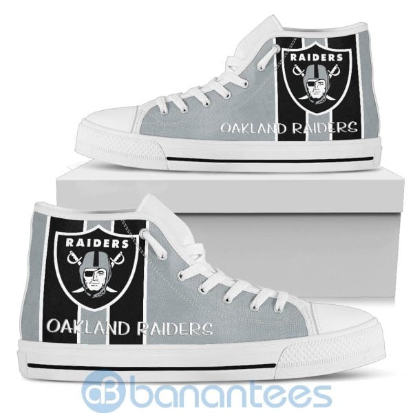 Vertical Stripes Style Oakland Raiders High Top Shoes Product Photo