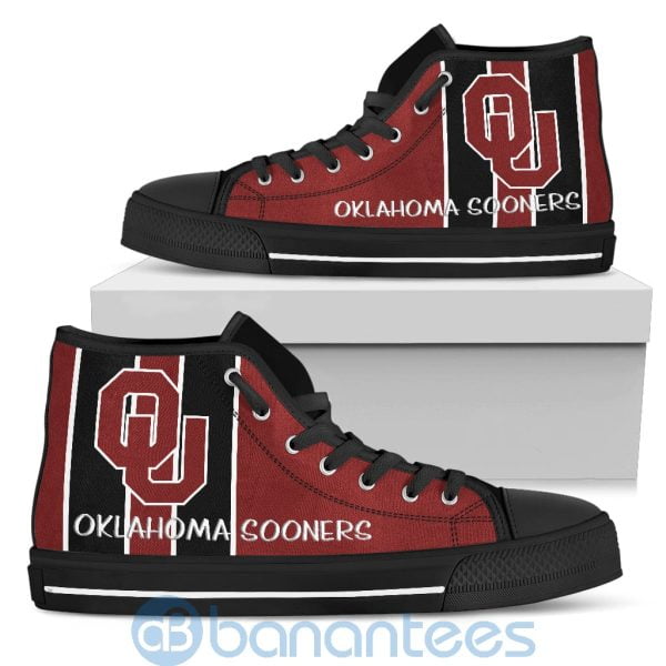 Vertical Stripes Style Oklahoma Sooners High Top Shoes Product Photo