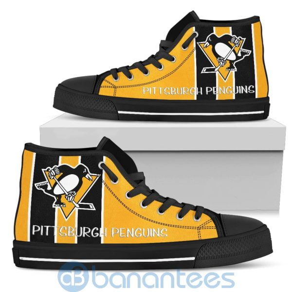 Vertical Stripes Style Pittsburgh Penguins High Top Shoes Product Photo