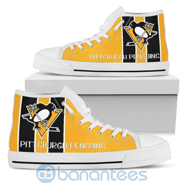 Vertical Stripes Style Pittsburgh Penguins High Top Shoes Product Photo