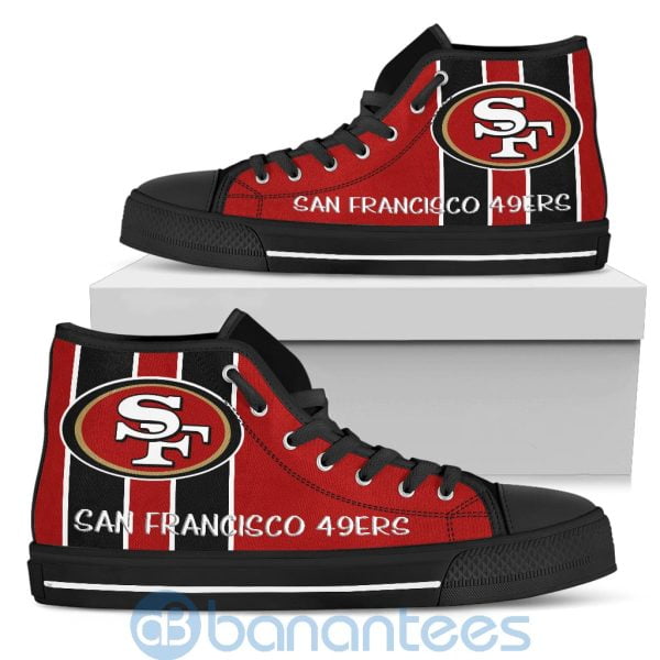 Vertical Stripes Style San Francisco 49ers High Top Shoes Product Photo