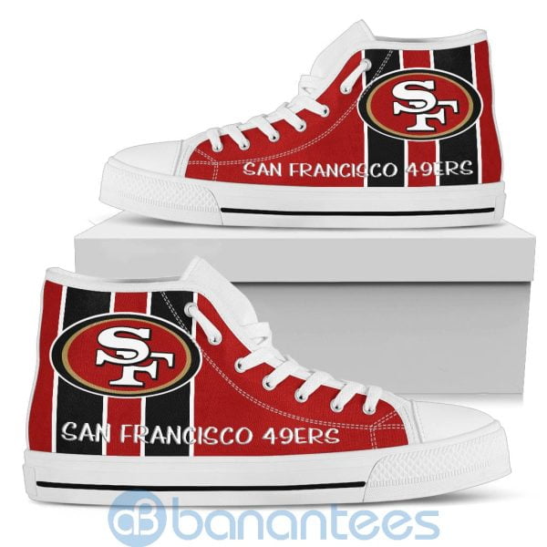 Vertical Stripes Style San Francisco 49ers High Top Shoes Product Photo