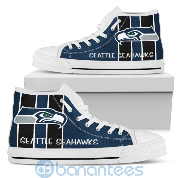 Vertical Stripes Style Seattle Seahawks High Top Shoes Product Photo