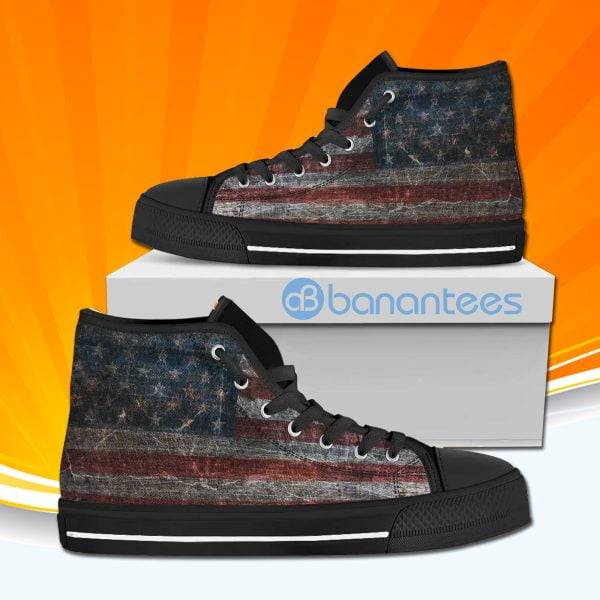 Vintage American Us Flag High Top Canvas Shoes Sneakers For Men And Women Product Photo