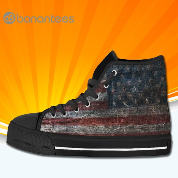 Vintage American Us Flag High Top Canvas Shoes Sneakers For Men And Women Product Photo