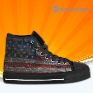 Vintage American Us Flag High Top Canvas Shoes Sneakers For Men And Women Product Photo