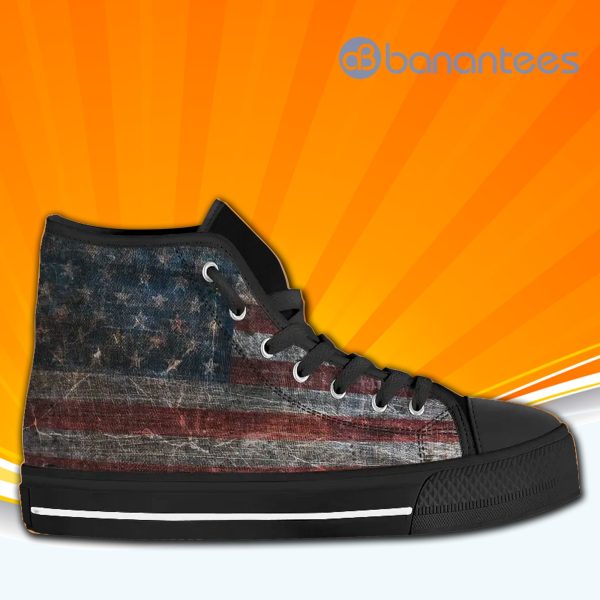 Vintage American Us Flag High Top Canvas Shoes Sneakers For Men And Women Product Photo