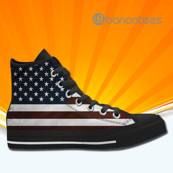 Vintage American Usa Flag High Top Canvas Shoes Sneakers For Men And Women Product Photo