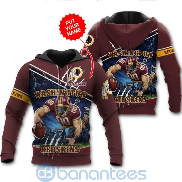 Washington Redskins Mascot Catching Ball Custom Name 3D All Over Printed Shirt Product Photo