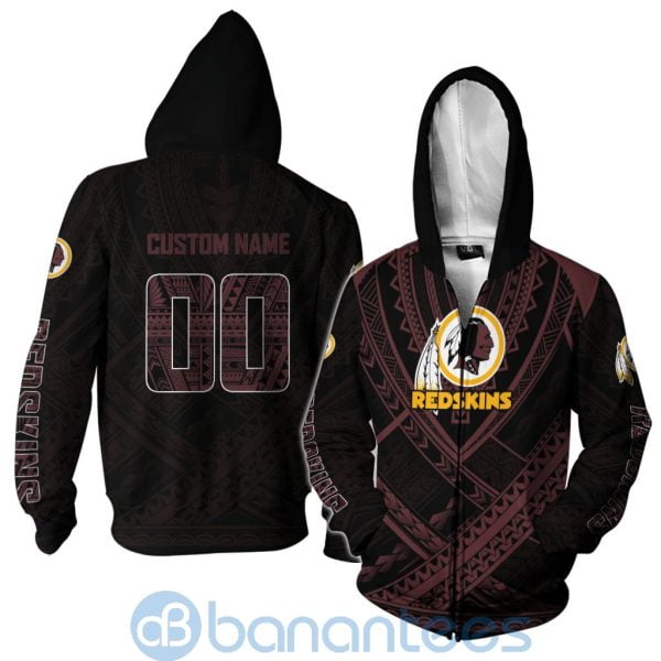 Washington Redskins NFL Team Logo Polynesian Pattern Custom Name Number 3D All Over Printed Shirt Product Photo