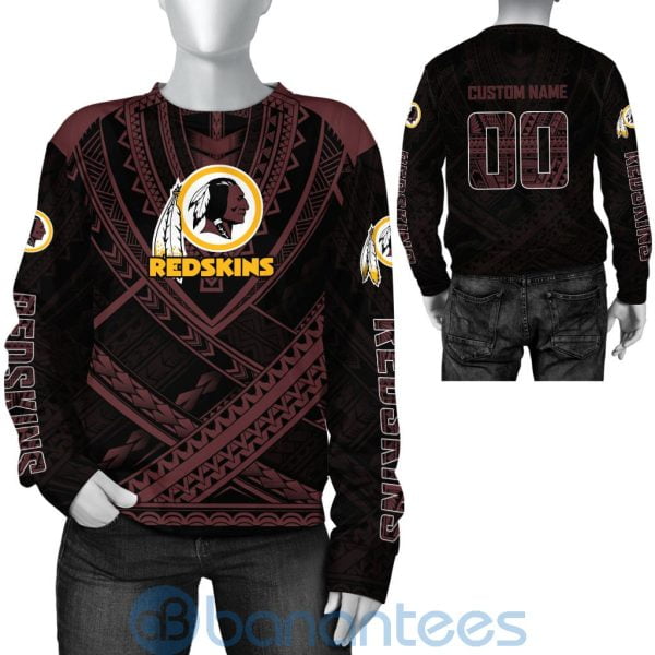 Washington Redskins NFL Team Logo Polynesian Pattern Custom Name Number 3D All Over Printed Shirt Product Photo