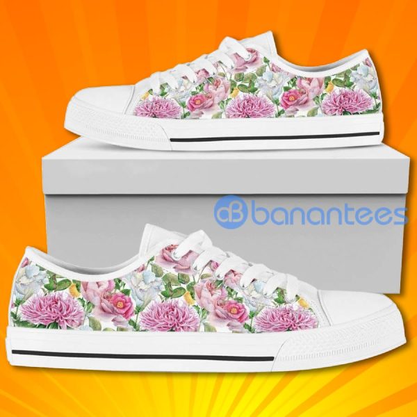 Watercolor Floral Women's Lovely Design Low Top Canvas Shoes Product Photo