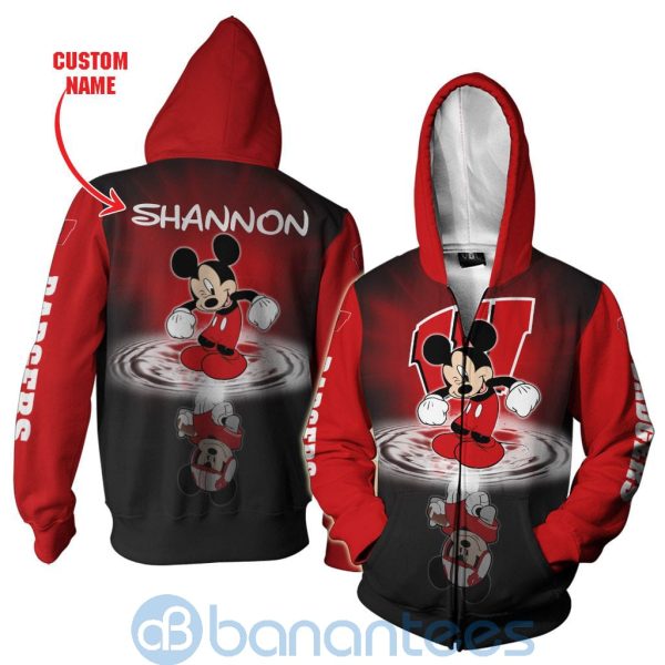 Wisconsin Badgers Disney Mickey Mouse In Water Custom Name 3D All Over Printed Shirt Product Photo