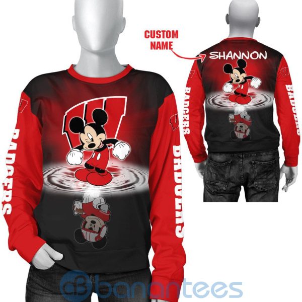 Wisconsin Badgers Disney Mickey Mouse In Water Custom Name 3D All Over Printed Shirt Product Photo