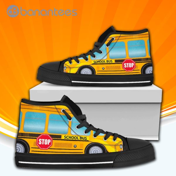 Yellow School Bus High Top Canvas Shoes Sneakers For Men And Women Product Photo