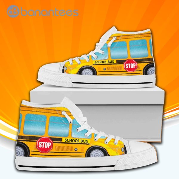 Yellow School Bus High Top Canvas Shoes Sneakers For Men And Women Product Photo