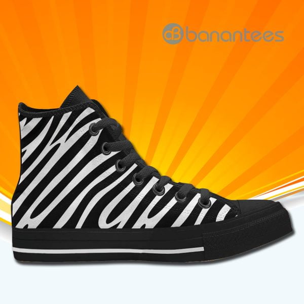 Zebra Print High Top Canvas Shoes Sneakers For Men And Women Product Photo