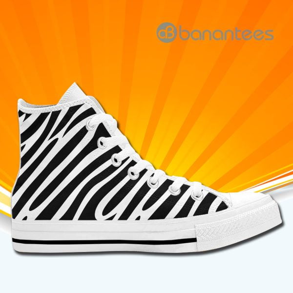 Zebra Print High Top Canvas Shoes Sneakers For Men And Women Product Photo