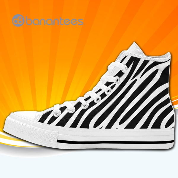Zebra Print High Top Canvas Shoes Sneakers For Men And Women Product Photo