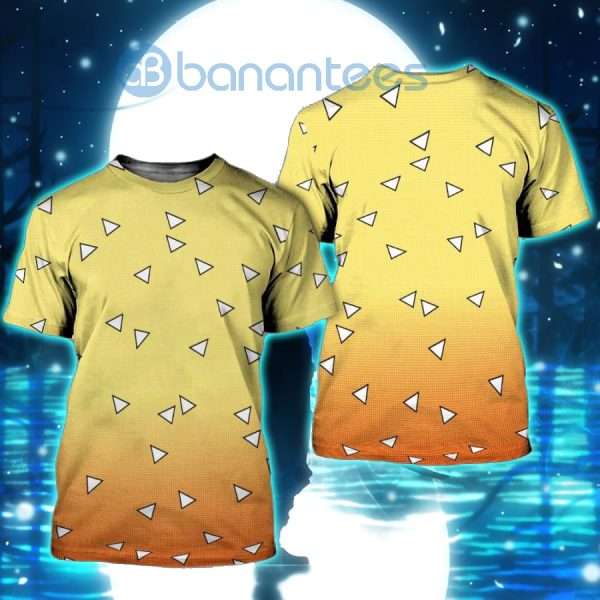 Zenitsu Costume Demon Slayer Anime All Over Printed 3D Shirt - 3D T-Shirt - Yellow