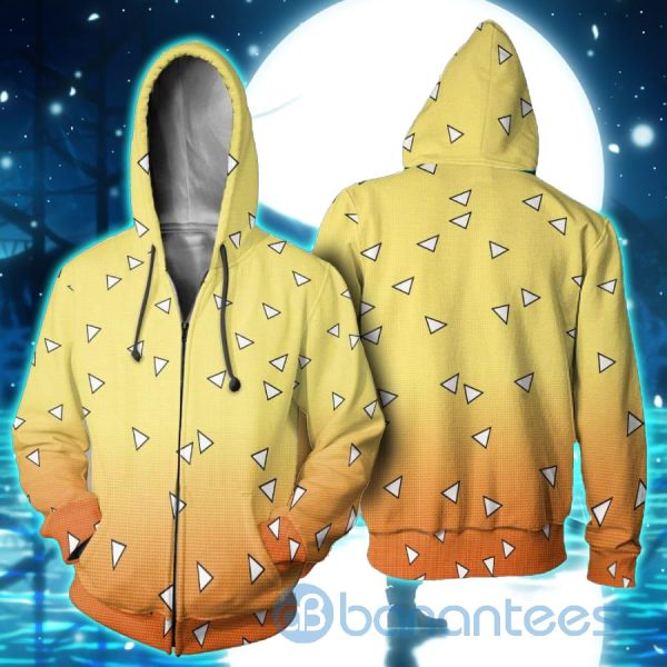 Zenitsu Costume Demon Slayer Anime All Over Printed 3D Shirt - 3D Zip Hoodie - Yellow