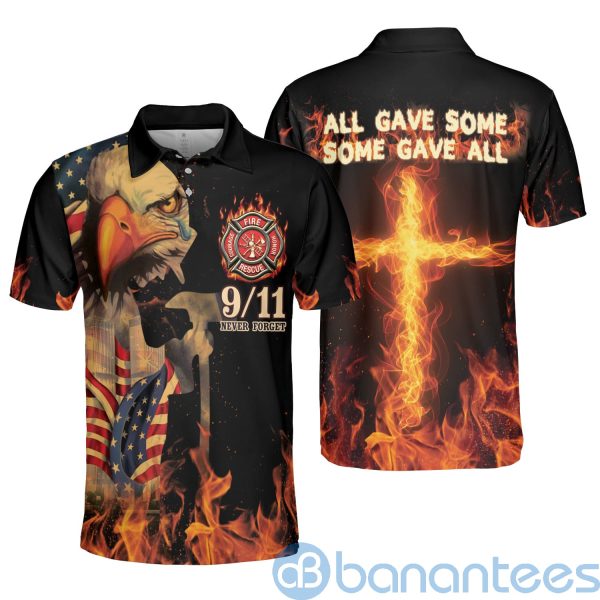 Apparels Firefighter Never Forget Jesus God Chris Eagle Crying 911 Polo Shirt Product Photo