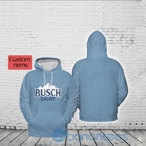 Busch Light Blue Simple Custom Name On The Sleeve Hoodie 3D Gift Father Day Beer Lover Gift Product Photo