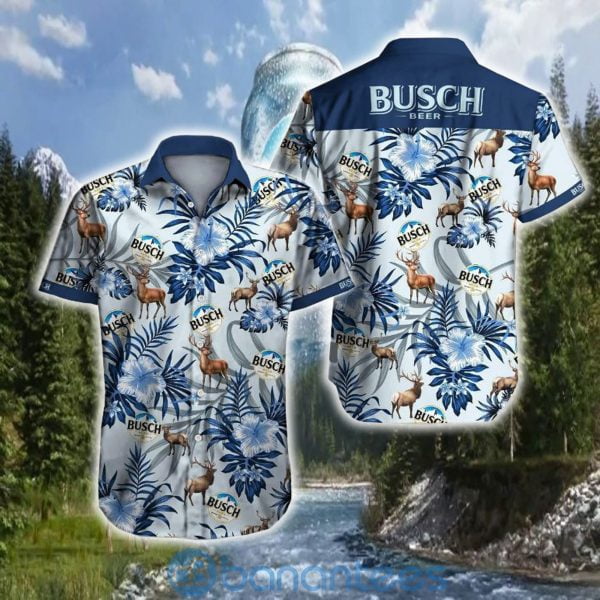 Busch Light Deer & Blue Flower For Beer Lover Hawaiian Shirt Product Photo