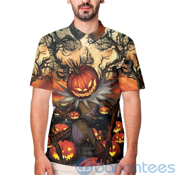 Carving Spooky Tree Pumpkin Gift For Halloween Polo Shirt Product Photo