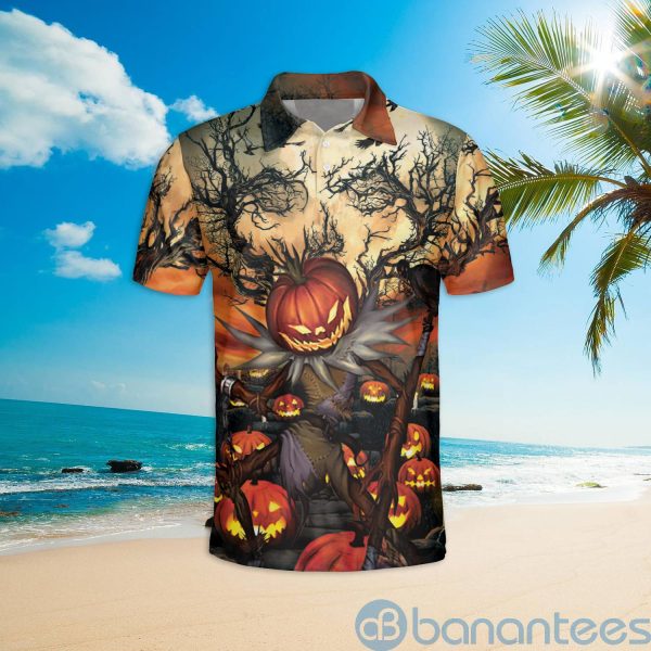 Carving Spooky Tree Pumpkin Gift For Halloween Polo Shirt Product Photo