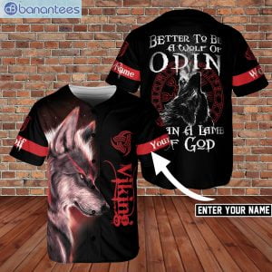 Custom Name Better To Be Wolf Of Odin Viking Jersey Baseball Shirtproduct photo 1