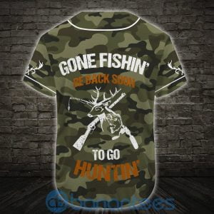 Custom Name Camo Deer And Fish Hunting Lovers Unisex Jersey Baseball Shirt Product Photo